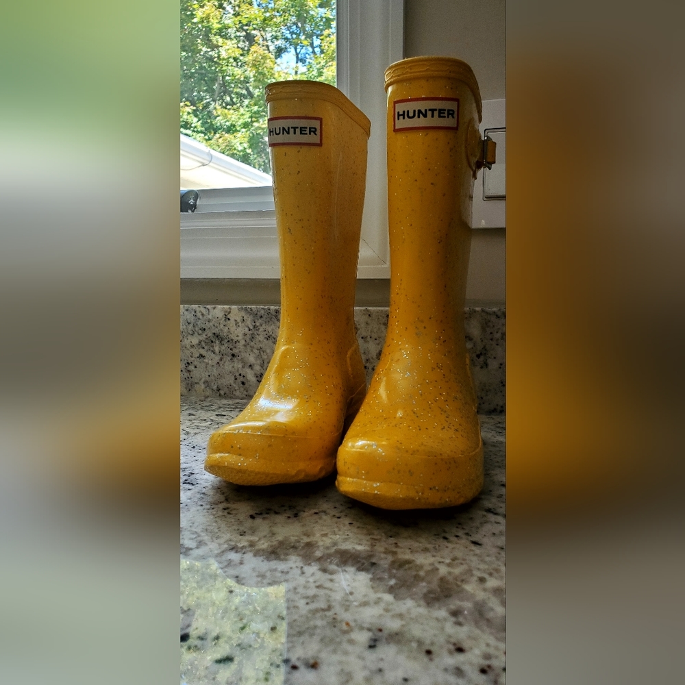 Yellow with sparkle Hunter rain boots 13